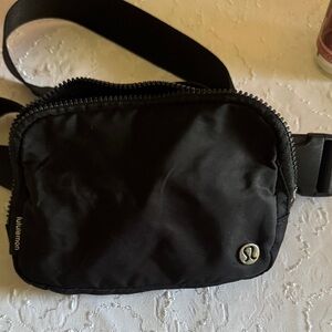 lululemon athletica Black Nylon Belt Bag with Logo Pin